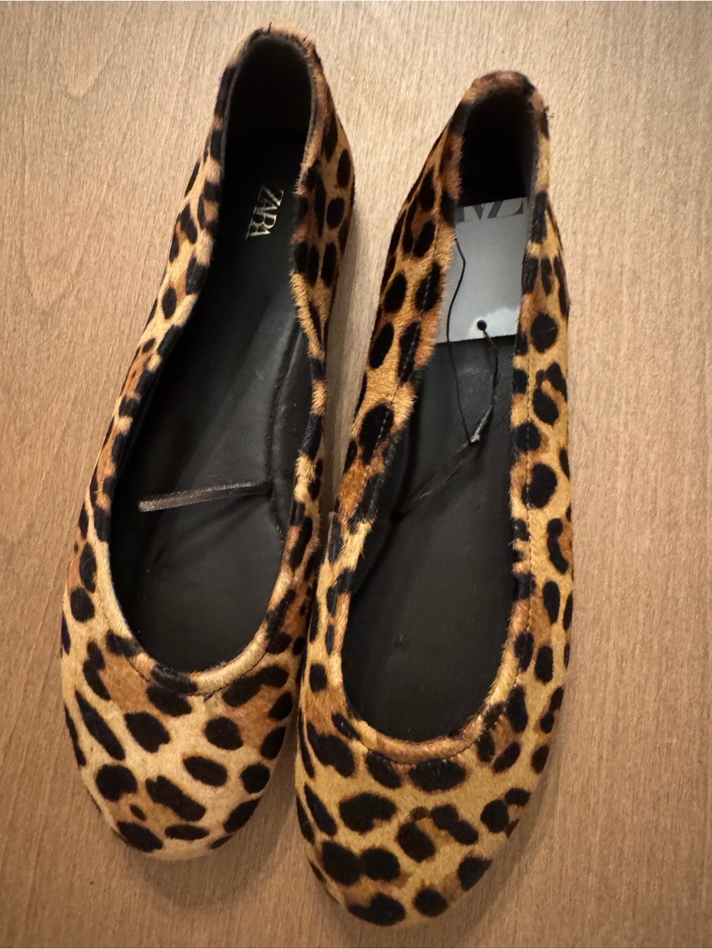NWT Zara animal print leather shoes LEOPARD CALF HAIR
